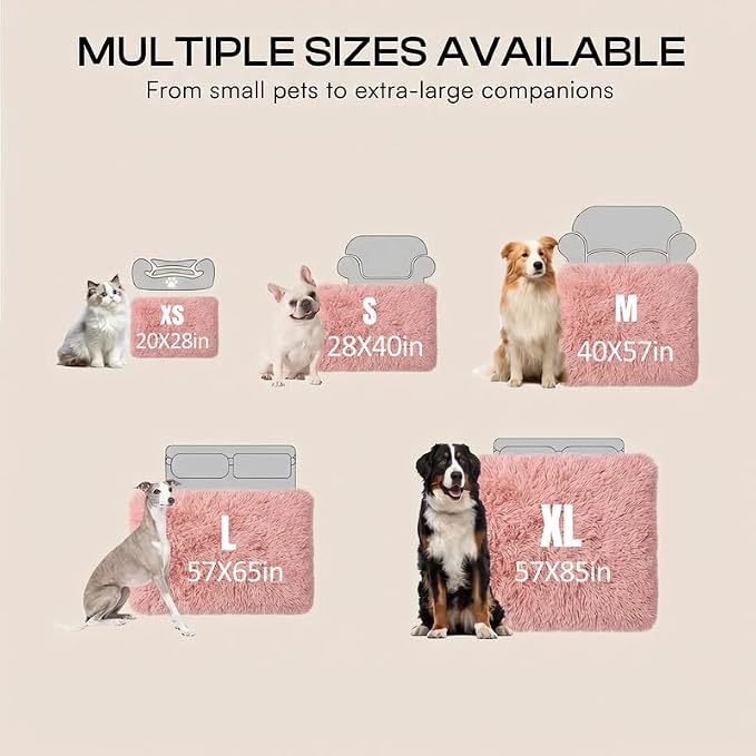 Waterproof Dog Blanket Pet Throw Blankets Fluffy Long Faux Fur Reversible Puppy Blankets 85x57in Furniture Protector Cover for Sofa Bed Couch Bed Cover Washable for Dogs Cats (Pink XL)