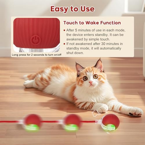 Interactive Dog & Cat Toy, Electric Automatic Rolling Moving Toys, Self Activated Play Smart Rolling Ball for Dogs & Cats, Chase Teaser Pet Ball for Bored Indoor Cats & Dogs