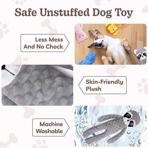 SHARLOVY No Stuffing Dog Toys 5 Pack, Crinkle Interactive Dogs Toy for Boredom, Puppy Toys for Teething to Keep Them Busy, Cute Squeaky Dogs Toy for Small, Medium, and Large Breed
