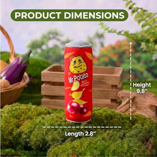 Cookies Beer Cola Whisky Orange-Juice Chips Stylish Squeaky Toys for Aggressive Chewers, Durable Squeak for Puppy Teething, Interactive Plush for Boredom and Anxiety Relief(Chips)