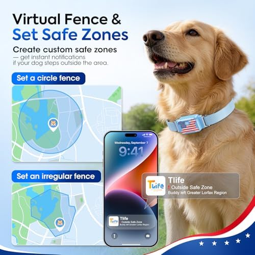 Smart Dog GPS Tracker, Complimentary 6-Month Subscription, Live Pet Tracker with Virtual Fence, Dog Tracker for Dogs with Health & Behavior Monitoring, Escape Alerts, with Virtual Fence, Blue