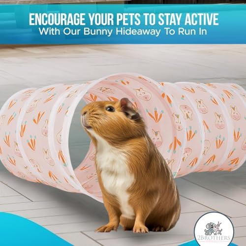 Tunnels with 3-Way Entrance - Cozy, Washable Guinea Pig Hideout - Interactive Cage Toys (Pink Hamsters)