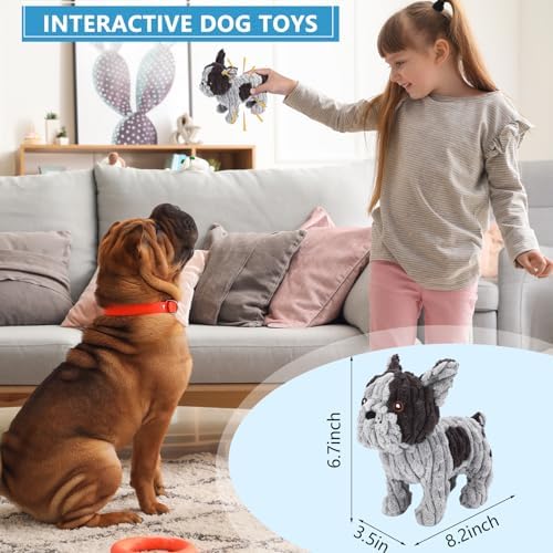 Letsmeet Squeaky Plush Dog Toy for Puppies, Small and Medium Dogs, Interactive Crinkle Stuffed Animal for Teething and Boredom, Soft Chew Toy to Keep Them Busy