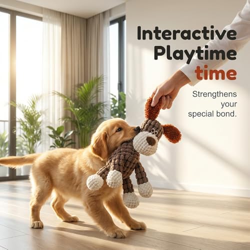 Indestructible Dog Toys for Aggressive Chewers, Squeaky Plush Chew Toy，Blue