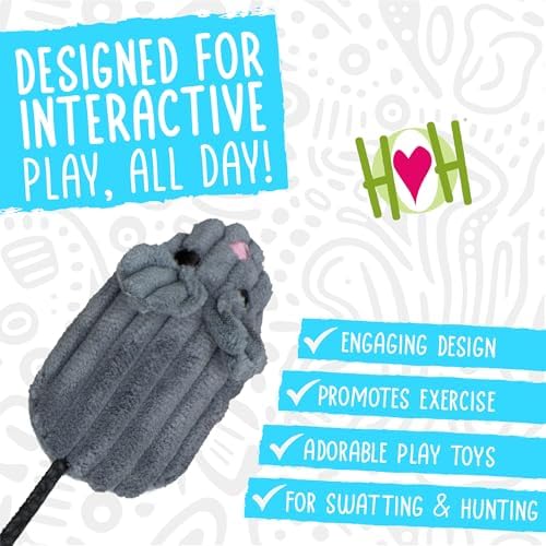 HuggleKats Cat Toys - Kitten Toys for Bored Indoor Cats, Perfect for Moving, Exercise, Biting & Chewing - Mightie Mice (3 Pack)