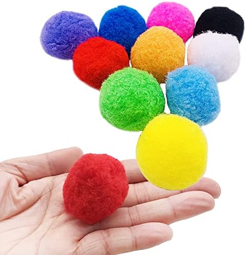 PET SHOW 50pcs 1.5"/3.8cm Cat Toy Balls Soft Kitten Pompon Toys Indoor Cats Interactive Playing Quiet Ball Cats Favorite Toy Assorted 10 Colors