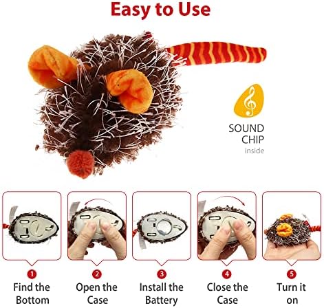 Gigwi Interactive Cat Toys for Indoor Cats, Cat Mouse Toys with Electronic Realistic Squeaky Sound, Automatic Moving Kitten Toys Electric Mice Toy Self Play Exercise(Orange Ear)