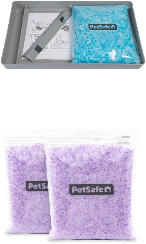 Bundle of PetSafe ScoopFree Reusable Tray with Crystal Litter - Durable Plastic Litter Insert - Fast-Acting Odor Control - Easy to Clean - Self-Cleaning Litter Box Compatible + PetSafe ScoopFree Premi