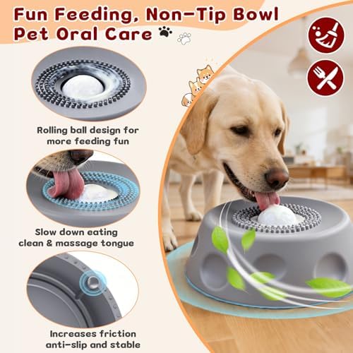 Zenflux Dog Licking Bowl with Rolling Ball, Dog Lick Bowl for Liquid Treats