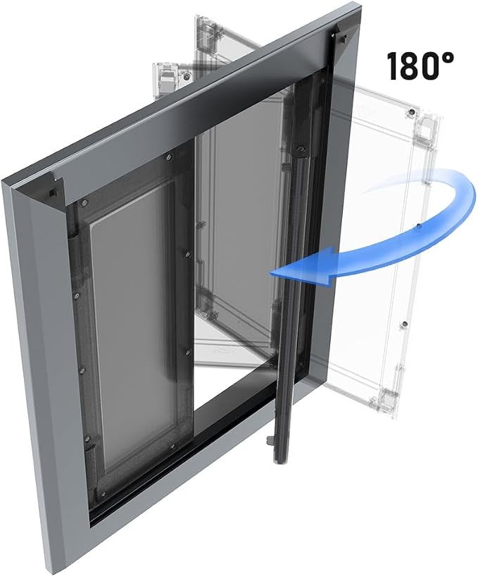 Aluminum Large Dog Door for Door, Fits Dogs Up to 110 LBS,Gray | French Style Heavy Duty Pet Door, Double Magnetic Flaps, Telescoping Tunnel, Solid Aluminum Frame Fits Dogs Up to 110 LBS