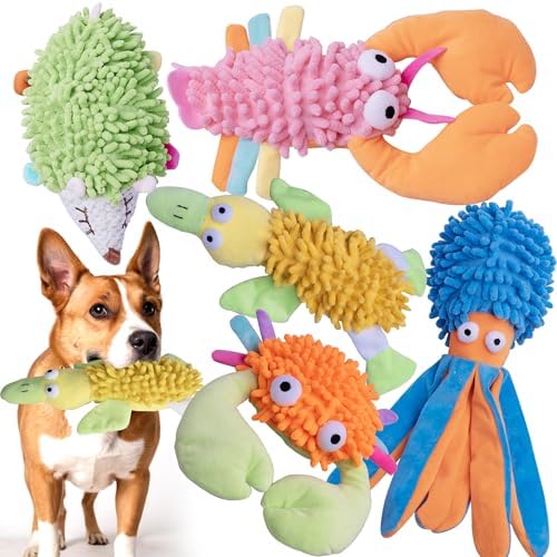 Puppy Squeaky Dog Toys, 5Pack Octopus Dog Toys for Small to Large Breeds