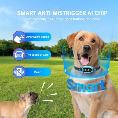 Dog Bark Collar, Rechargeable Bark Collar for Large Dog, IP67 Waterproof Anti Barking Collar Dogs with Adjustable Sensitivity for Medium and Small Dogs (DEEP Blue)