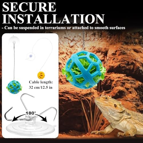 Bearded Dragon Enrichment Toys Feed Toys Bells Interactive Feeder and Exercise Ball for Lizards, Geckos & Small Reptiles Habitat Terrarium Tank