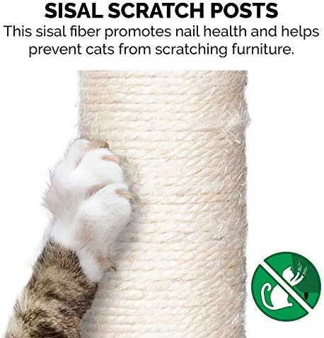 Furhaven 15.75" Tall Playground for Indoor Cats, Ft. Sisal Scratching Posts, Self-Grooming Brush, & Toy - Tiger Tough Hammock Interactive Playground - Silver, One Size