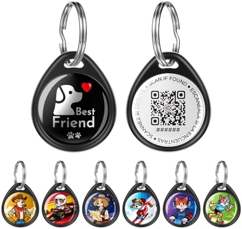 QR Code Dog Tag and Cat Tag, Scan to Reunite Faster, Waterproof and Durable, Lightweight and Quiet, Updatable Contact Info, with Best Friend Design