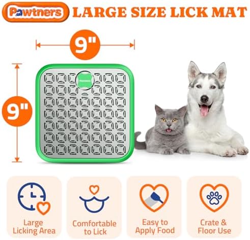Pawtners Stainless Steel Large Lick Mat for Dogs, 2 Pack, Blue+Green