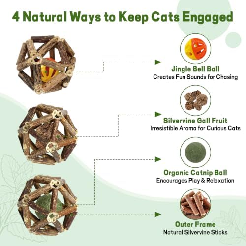 Silvervine Cage Balls Cat Chew Toy with Catnip, 3 Pack