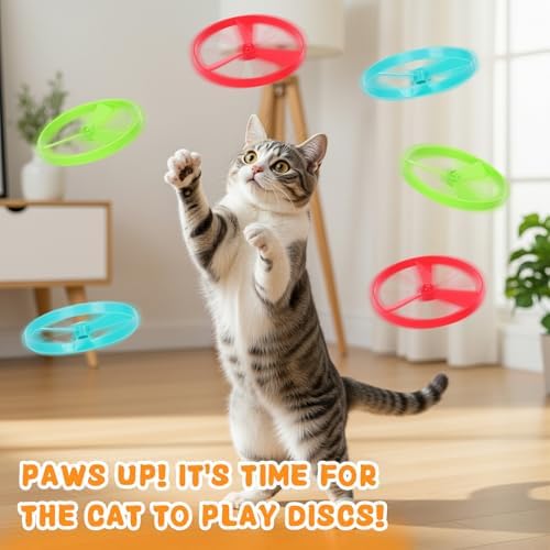 15 PCS Flying Spinners for Disc Launcher Interactive Cat Fetch Toy
