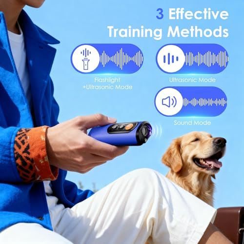 Dog Bark Deterrent Devices, Anti-Barking Device for Dogs 50-ft Range, Three Modes, Dog Barking Silencer Replaces Traditional bark Collars, Suitable for All Dogs, Indoors and Outdoors