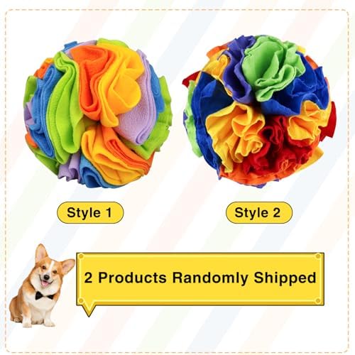 Andiker 5.9" Snuffle Ball for Dogs, Plush Colorful Interactive Snuffle Ball Hide Treat Dog Puzzle Toy for Relieving Boredom and Training Machine Washable Dog Balls for Small Dogs (Colorful, L)