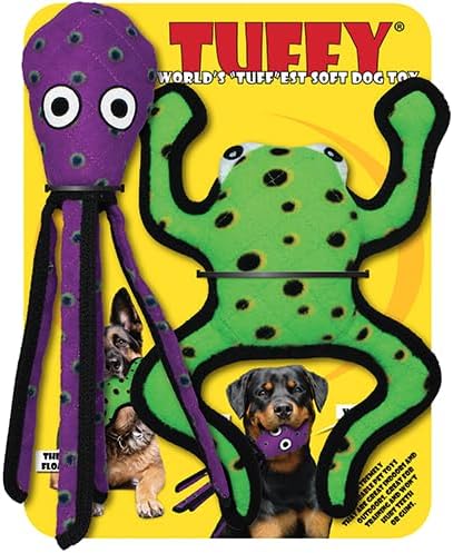 TUFFY® 2 Pack Phrog Squid Ultra Durable Plush Dog Toys