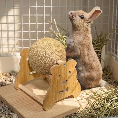 Rabbit Scratch Toy, Natural Sisal Scratching Ball for Cat Bunny Ferret Small Animals, Toys for Cat Kitten Bunny Boredom