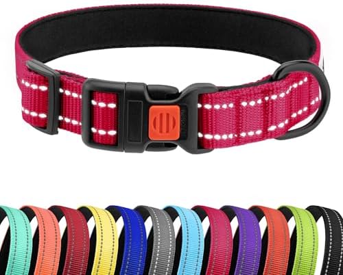 Reflective Dog Collar, Quick-Release Buckle (Pink, 10-13 Inch)