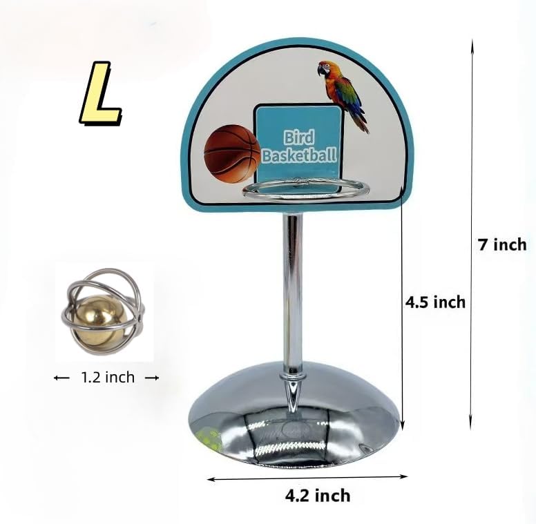 Fosrion Parrot Basketball Hoop Toy Set - Training Hoop with 1 Bird Balls for Medium and Large Parrots (Large)