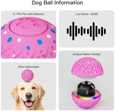 Interactive Smart Moving Dog Ball Toy, E-TPU for S/M Dogs