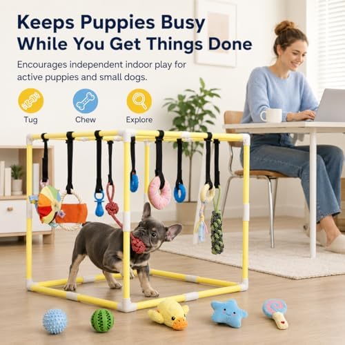 Puppy Play Gym with 17 Hanging Toys, Dog Enrichment Jungle Gym