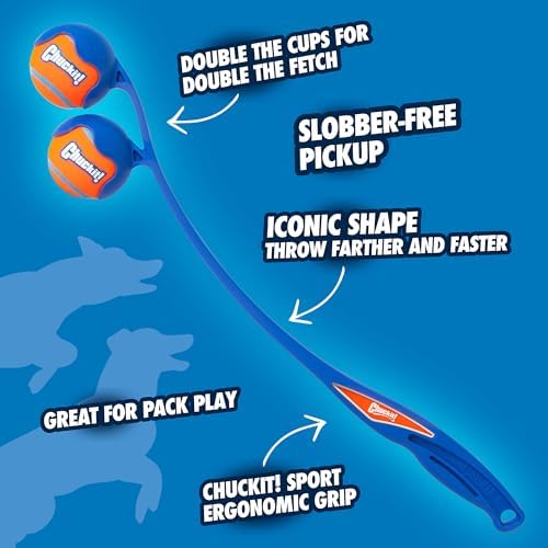 Chuckit! The Duo 22M Double Launcher Dog Toy 22", Two Medium Tennis Balls