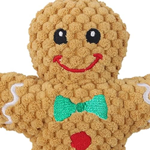 Dog Squeaky Toy Interactive Train Supplies Cloth Reduces Destructive Suitable for Small Medium Large Dog Pets, Gingerbread Man