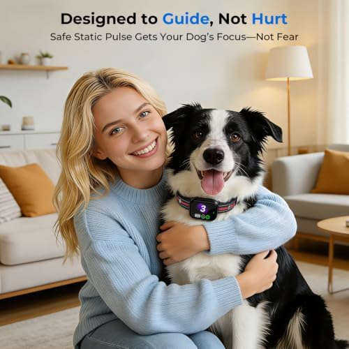 RPZ Automatic Dog Bark Collar for Small Medium Large Dogs 8-150 Lbs, Red | Rechargeable, bark count tracking, 4 training modes, 3 sensitivity levels, IP67 waterproof, beep, vibration and shock