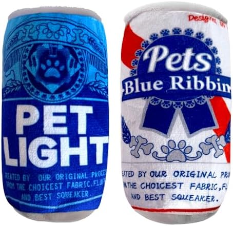 Plush Dog Toy, Squeaker Funny 2 Pack Beer Dog Toys
