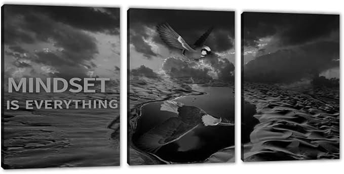 Yetaryy 3 Panels Inspirational Canvas Painting Motivational Wall Art Success Framed Poster Grind Hustle Positive Quotes Wall Poster Office Inspirational Décor 72''W x 36''H (Animals-HeiYing-3XL)