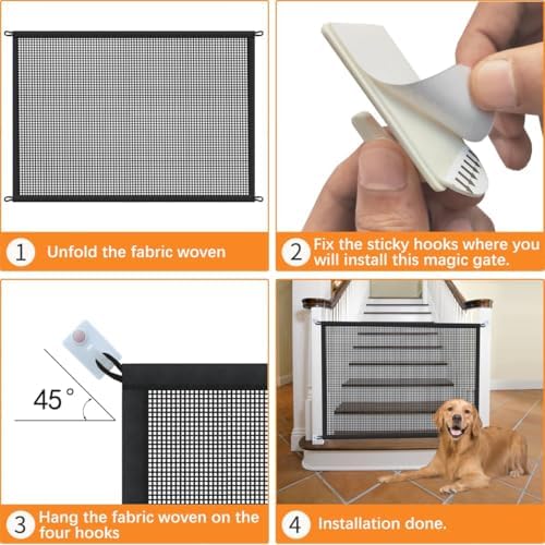 2-Pack Dog Gate for Stairs Pet Gates for The House: Dogs Screen Mesh Gate for Doorways Stairways Indoor Safety 29 inches Tall, 38 inch Wide
