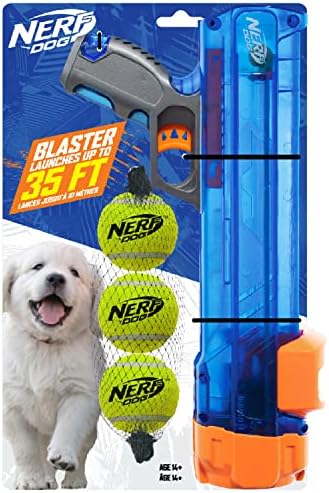 Nerf Dog Tennis Ball Blaster Dog Toy,12 Inch Translucent Blaster with 3 Balls