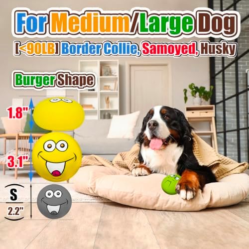 3.1" Squeaky Dog Toys for Large Dog, Medium Breed, Latex Flat Ball