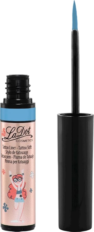 LaDot Temporary Tattoo Liner Pen – Fine Tip Waterproof Body Art Marker for Drawing Custom Skin Designs – Ideal for Temporary Tattoos, Festivals, Parties & More (Light Blue)