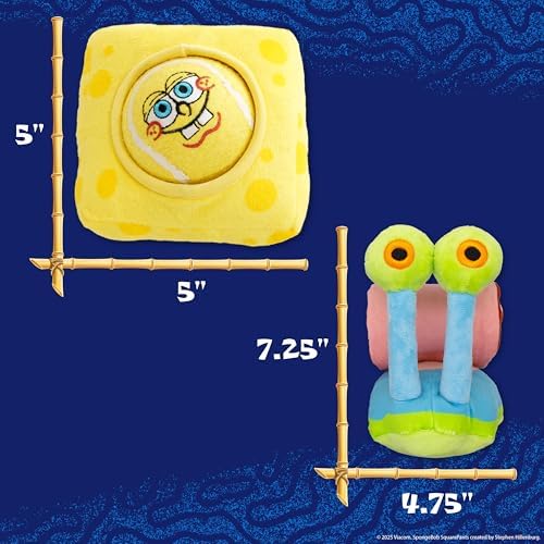 SpongeBob SquarePants, Squeaky Plush Dog Toys, Gary & SpongeBob, 2-Pack