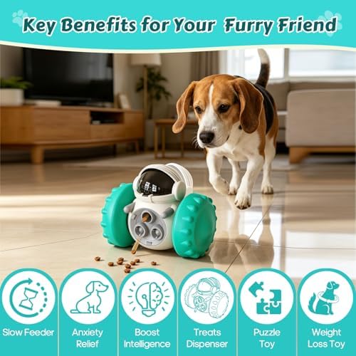 Cat Wobble Treat Dispenser Puzzle Toys Interactive Slow Feeder Snack Enrichment Fun Sliding Rolling Exercise & Distribution Toy for Indoor Cats, Small and Medium Dogs