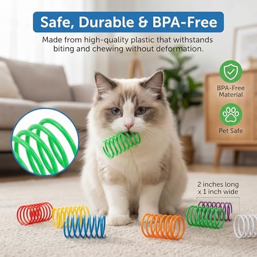 Fashion's Talk 12 Colors Cat Spring Toys Colorful Plastic Springs for Indoor Cats Kittens Interactive Swat, Bite & Hunt Play