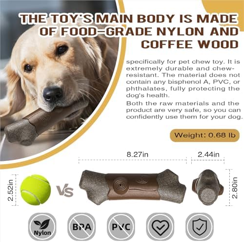 TLKNG Large Size Indestructible Squeaky Dog Chew Toy for Medium/Large Aggressive Chewers Breed Dogs Durable Squeak Bone Teething Crate Toys Indoor/Outdoor