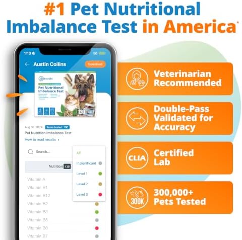 5Strands Pet Nutritional Imbalance Test, Health Assessment for Dogs & Cats | 112 Items Tested, Identify Vitamin & Mineral Deficiencies in Pets with a Hair Sample, At-Home Collection Kit, 4-Day Results