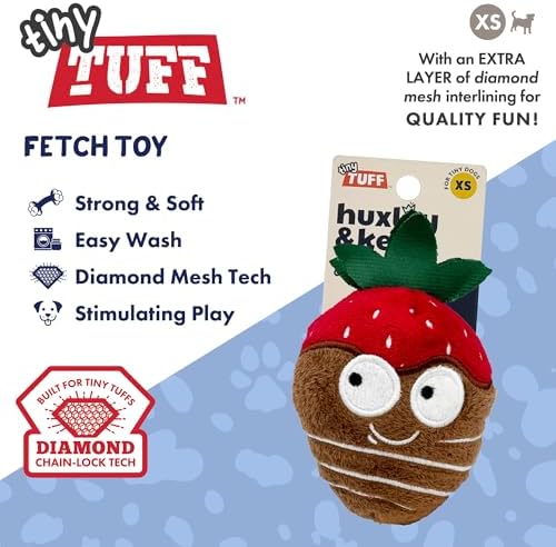 Huxley & Kent Tiny Tuff Plush Dog Toy, Chocolate Covered Strawberry