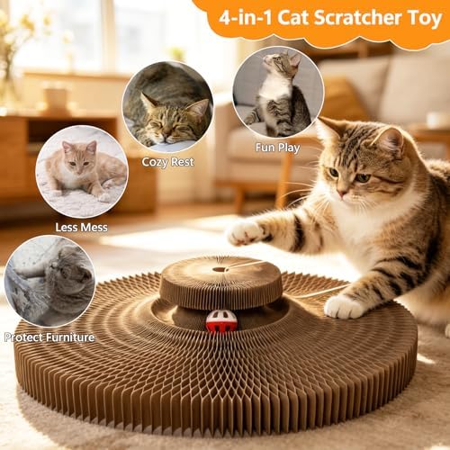 Cat Scratcher, Interactive Cat Toys for Indoor Cats Cardboard Scratch Pad