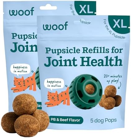 WOOF Hip & Joint Pupsicle Refill Pops - Dog Joint Supplement for The Pupsicle Toy to Support Joint Health, Recovery, and Mobility - Extra Large Pops - 2 Pack