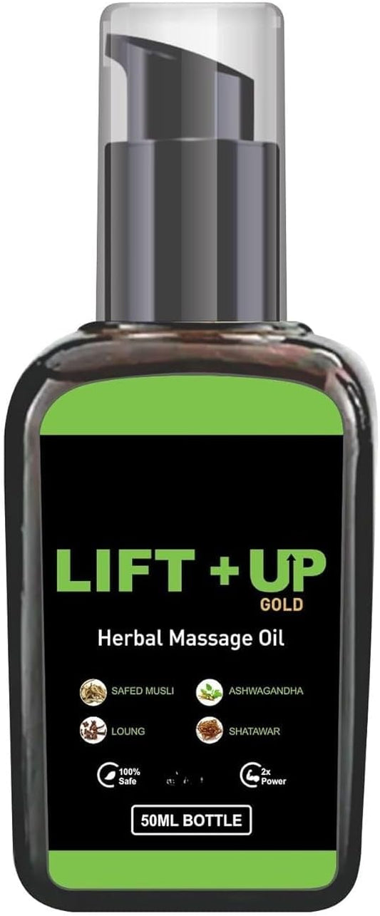 Lift Up Massage Oil for Men (50ml) | Ayurvedic Wellness Massage Oil with Ashwagandha, Safed Musli, Shatavari & Laung Extract