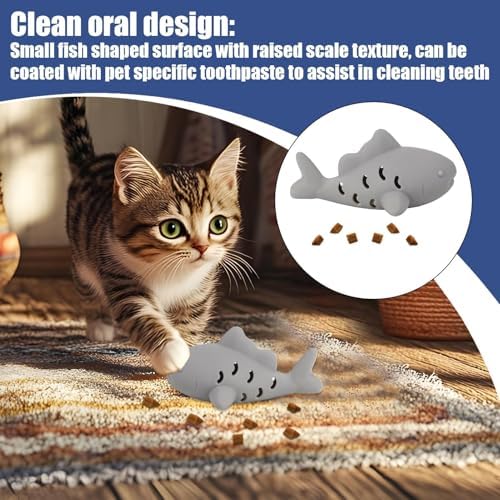2Pcs Fish-Shaped Cat Treat Dispenser Toy, Cat Puzzle Feeder, Silicone Chew Food Feeder, Interactive Cats Treat Toy, Cats Slow Feeders, for Foraging Play Weight Management Hunting Simulation