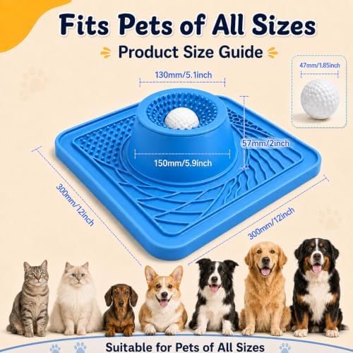 Slow Feeder Dog Bowls & Lick Mat Combo for Liquid and Thick Treat, Silicone